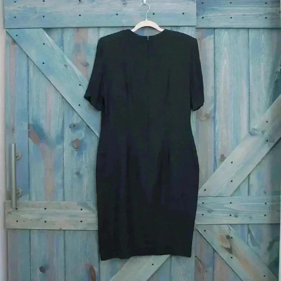 80s Vintage Black Dress Formal Gold Button Ronnie Rosado Size 11 12 Medium - Picture 2 of 7